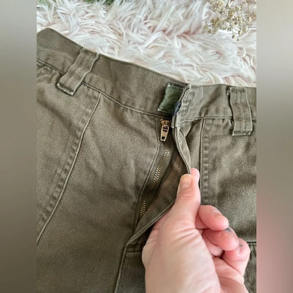 Chazzz‎ 90s Y2K Vintage Olive Army Green Utility Cargo Shorts Sz 7 Outdoor
